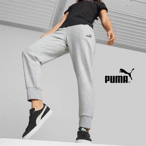 NWT $55 PUMA Women Plus 1X LOGO Fleece Jogger Pants Sweatpants in Heather Grey